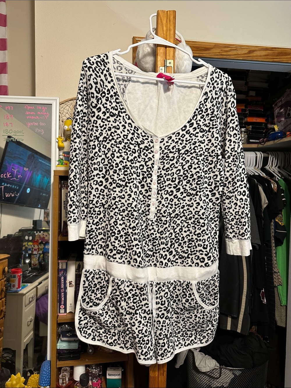 Victoria's Secret Black and White Leopard-Print Sleep Tunic